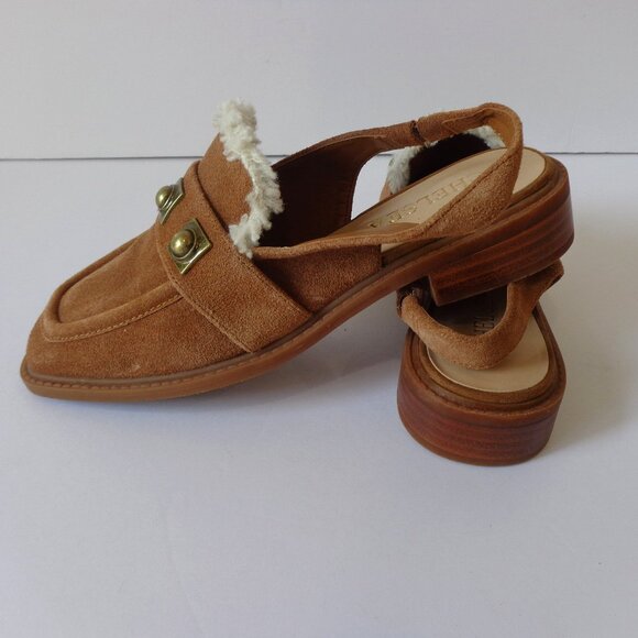 Chelsea &‎ Violet Brown Lundin Slingback Suede Faux Fur Shoes Women's Size 7.5M - Picture 4 of 7